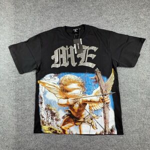 Mixed Emotion Shirt Mens Large Black Rhinestone Cupid Graphic Tee Streetwear